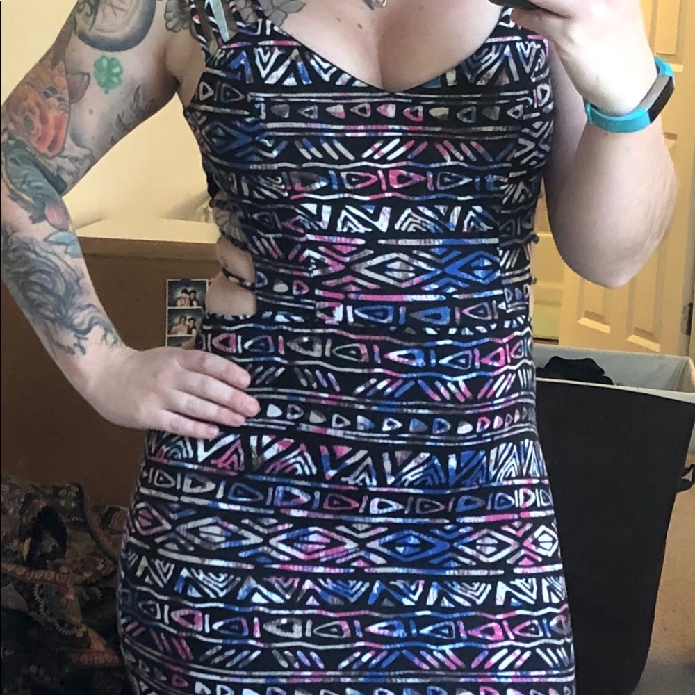 Body con dress with side cut outs